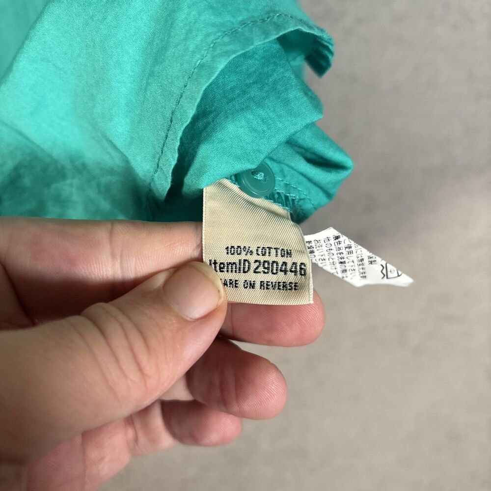 LL Bean Top Women’s Size M Teal Eyelet Chest Tie Neck‎ 3/4 Sleeve Blouse Shirt - Picture 8 of 11